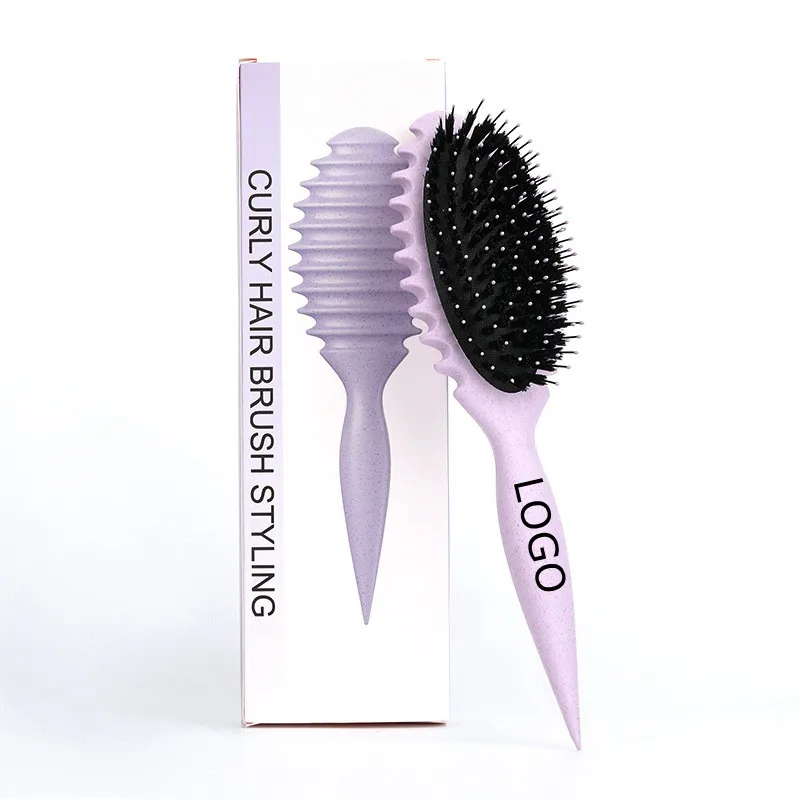Wheat Straw Curl Define Styling Brush Scalp Massage Detangling Hair Extension Brush Custom Logo Comb Women Curl Defining Brush