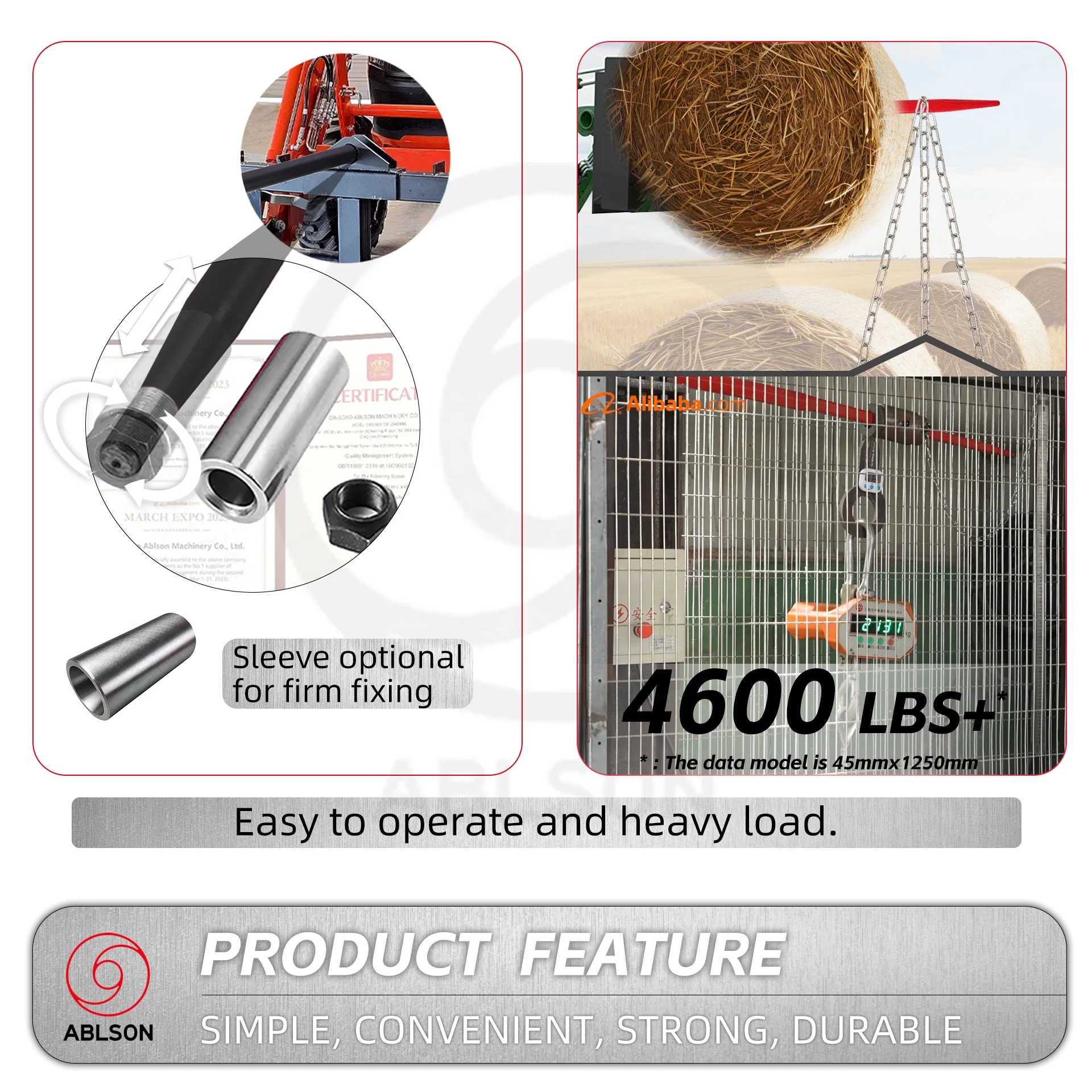 ABLSON Forged Straight Tine For Hay Loader Tractor With Hay Bale Spears And Loader Tine And Bale Spear For Case Tractor Parts