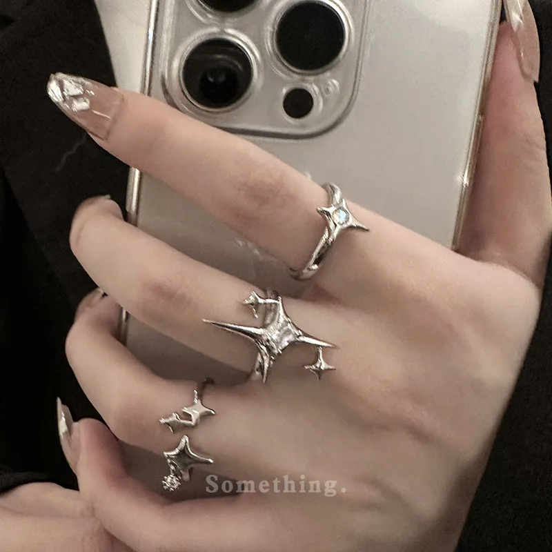 Luxury Zircon Starburst Open Ring Women Ins Trendy Niche Design High-End Fashion Personalized Index Finger Ring