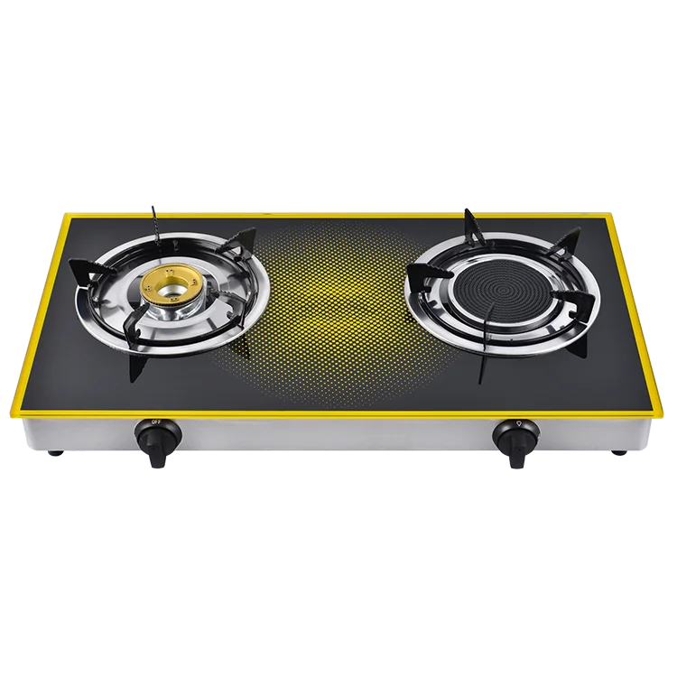 Wholesale LPG built-in 2 gas burners black glass gas cooker