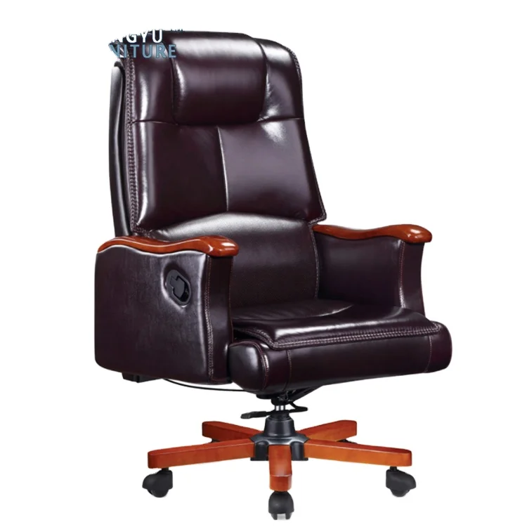Luxury Most comfortable high end leather executive boss metal frame high back brown PU leather office chair