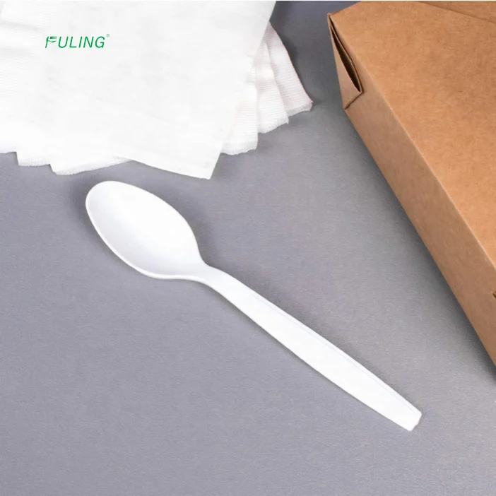 Individually wrapped cutlery disposable ice cream spoon silverware soupspoon coffee tea spoon ps white plastic spoons