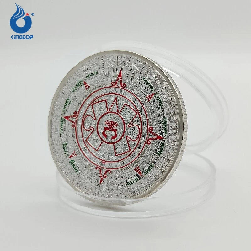 Mayan Coin Aztec Mexican Commemorative Time Coin Medals Sliver Plated Museums Antiques Tourist Attractions Dragon Coin