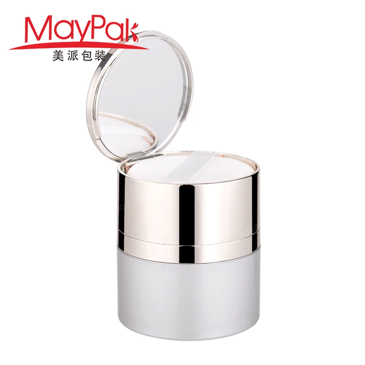 new desihgn custom  40g Reusable rose gold lid plastic  PETG cream jar  cosmetic Container with  powder puff