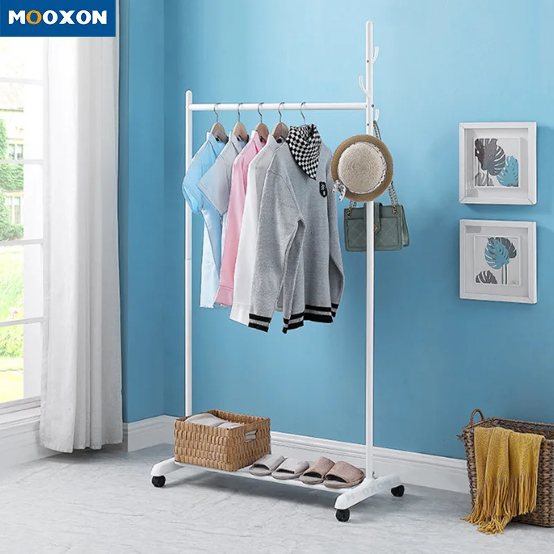 OEM Simple Trending Clothes Shelves Coat Closet Hat Hanging Organizer Rolling Cart Garments Cloth Drying Rack