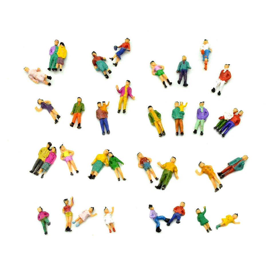 
50pcs HO scale plastic painted figures 1:87 model passager people architectural building materials standing figures 