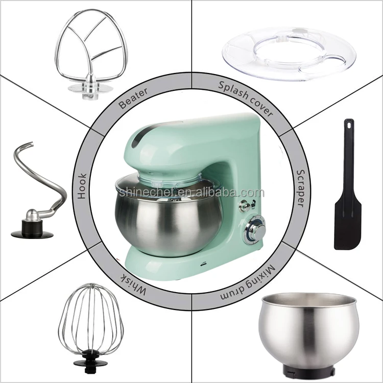 1300 Watts 3 In 1 Electric Food Mixer Planetary Pastry Master Kitchen Stand Mixer Green Color 5L Food Processor