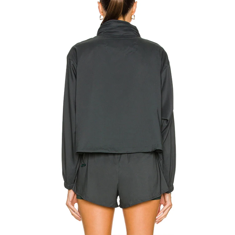 wholesale women private label sweatsuit jogger shorts tracksuit custom logo windbreaker nylon plain sports two pieces shorts set