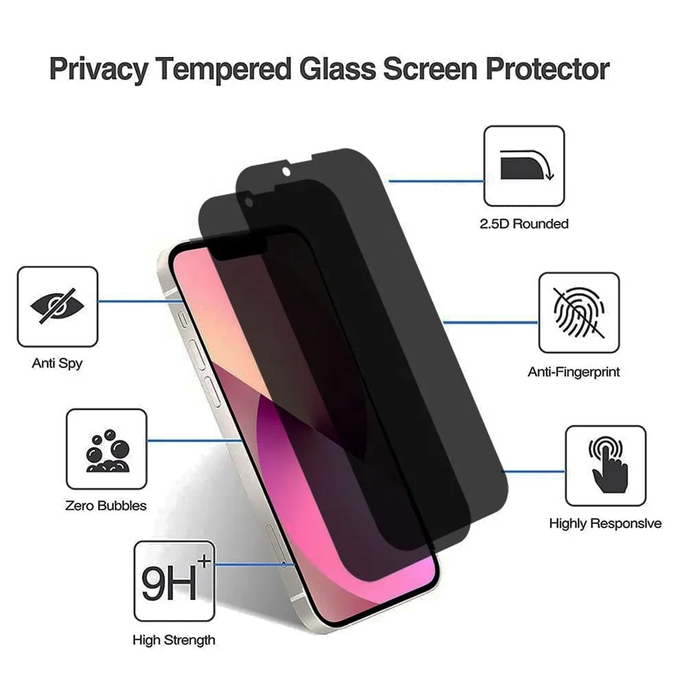mobile phone anti spy screen guard protective film 14  2.5d full glue anti-spy tempered glass for iPhone 14 pro 14 pro max