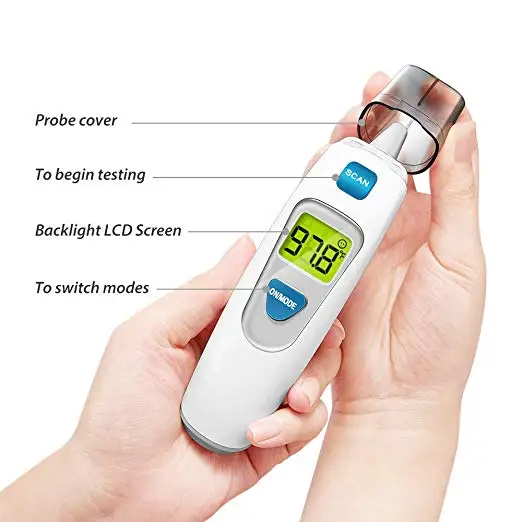 Thermometer for Adults Forehead and Ear - Fever Alarm, 1 Second Reading, Color Temperature Indicator
