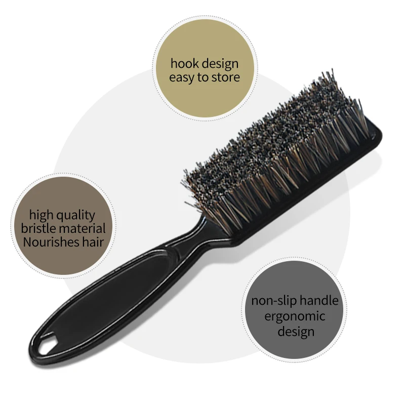 Custom Logo Wholesale Black Men with Natural Boar Bristle Beard Brush For Shaving Neck Duster Cleaning Brush For Beauty Care