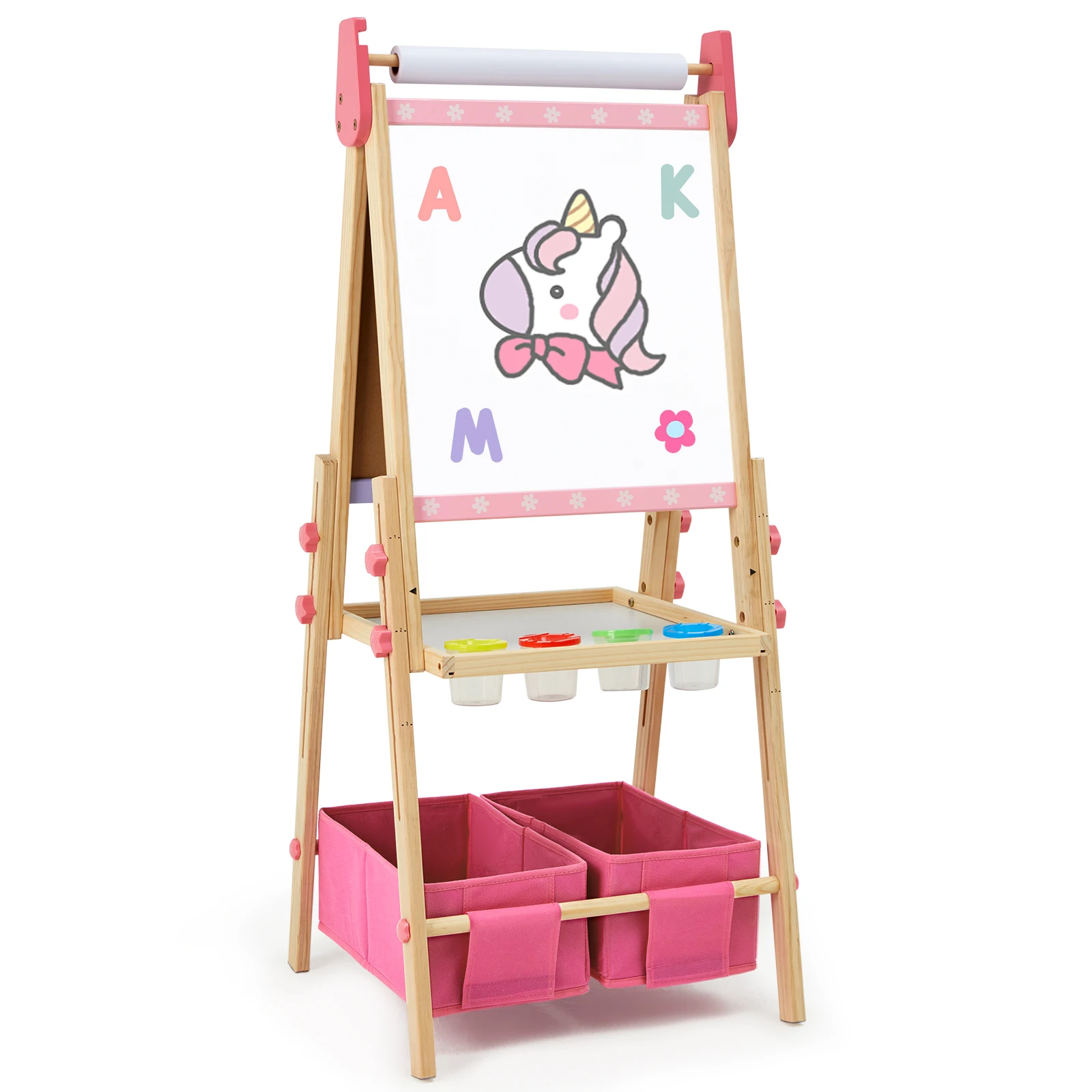 Drawing Toys Set Chalkboard Paper Roller Wooden Graffiti Drawing Board Kids Art Easel