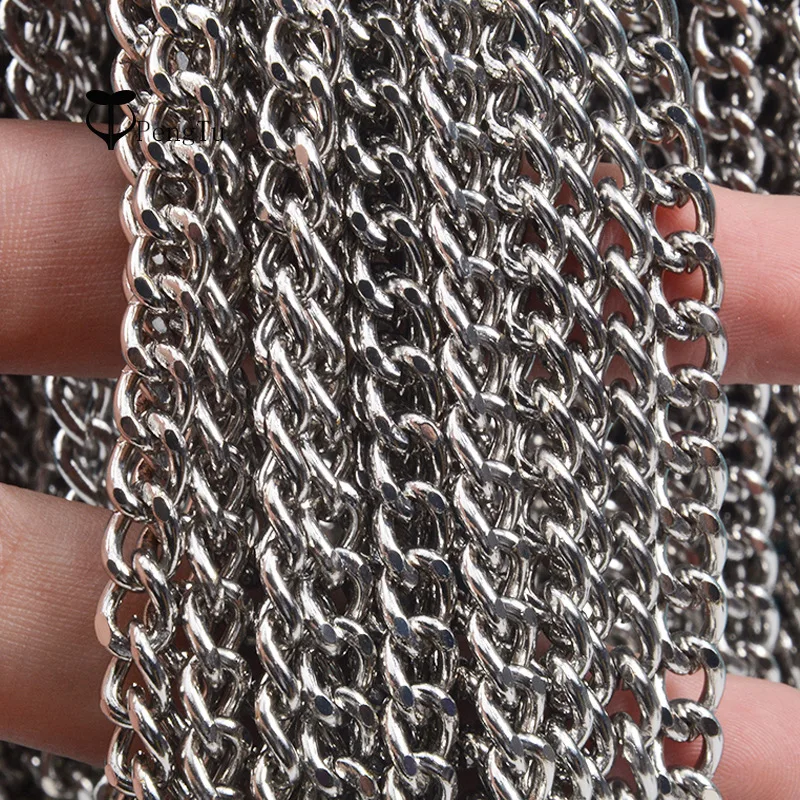 Wholesale Yiwu Jewelry Finding Supplier Iron Aluminum Golden Nickle Color Bag Chain Accessories Roll  Metal Chains
