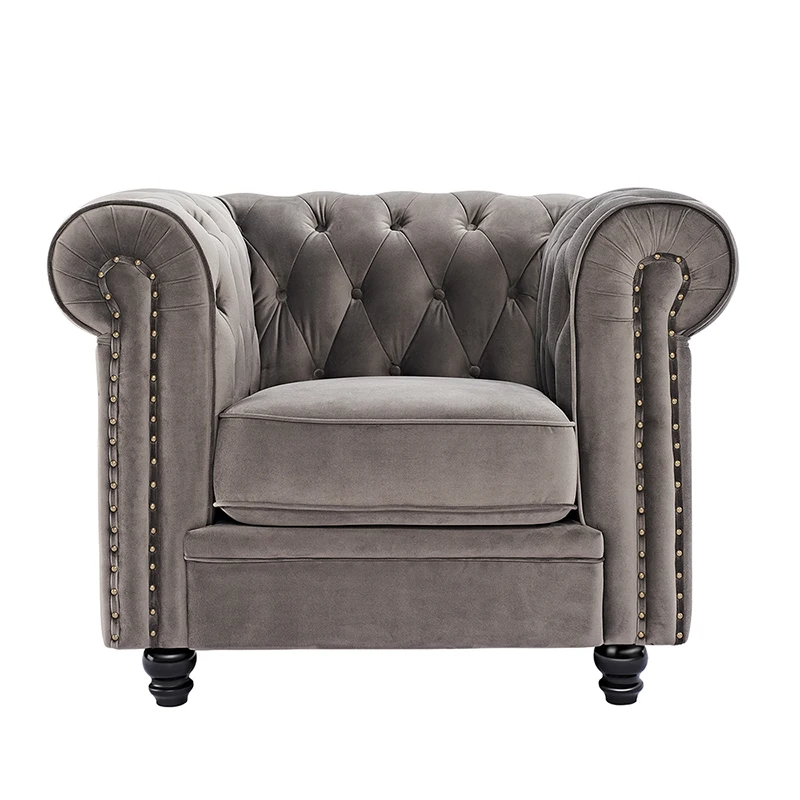 USA in stock drop shipping service home furniture grey color l shape velvet