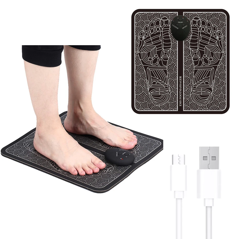 Massage Pad Folding Portable USB Health Use Pulse Electric Acupoints stimulator Feet Circulation Relax EMS Foot Massager Mat