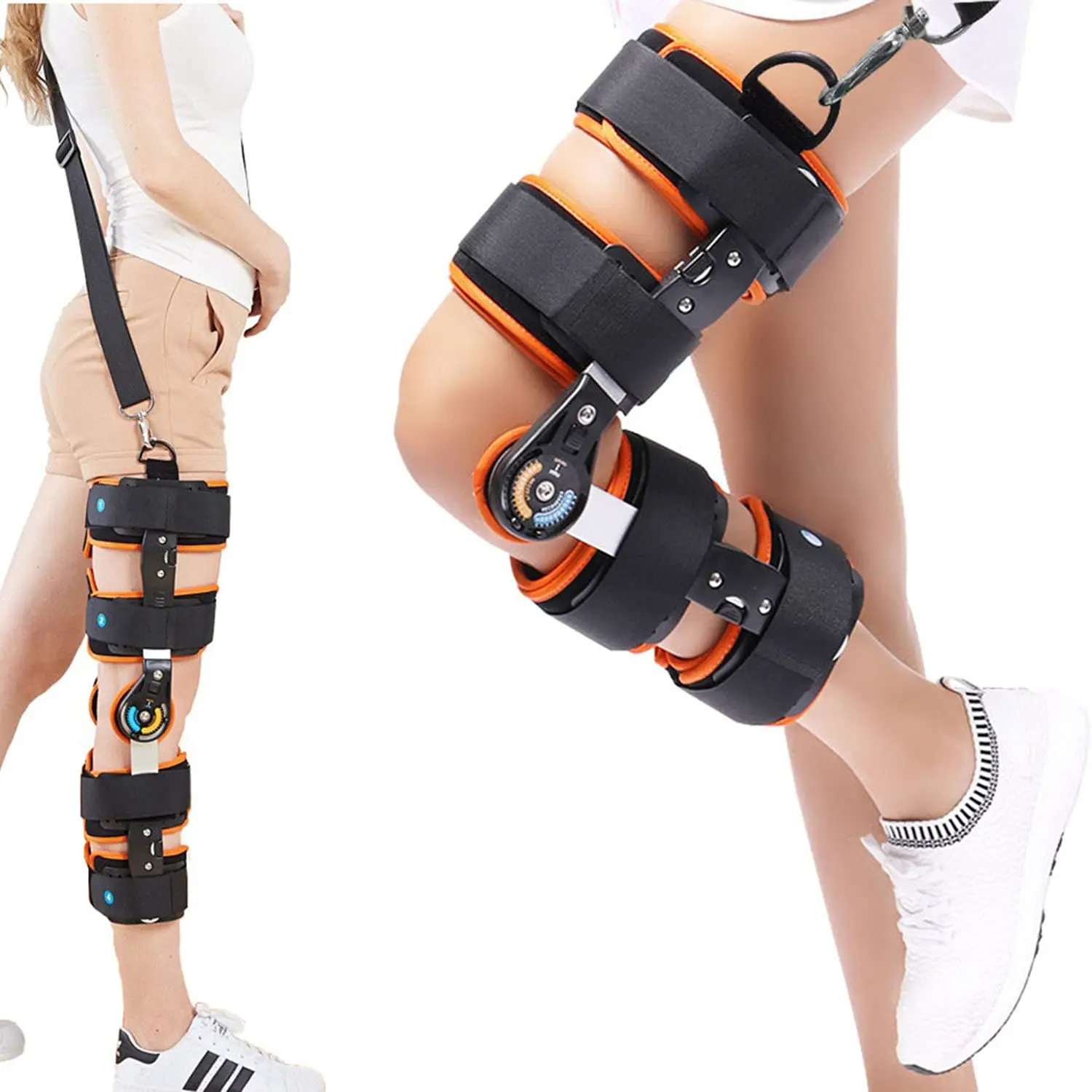 HKJD Hinged ROM Knee Brace Adjustable Knee Immobilizer Support for Arthritis, ACL, PCL, Meniscus Tear, Tendon Post OP Recovery