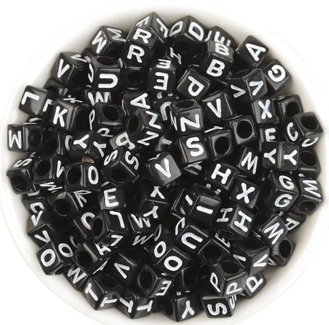 100pcs/pack English letter bead  Solid Alphabet Acrylic Beads Big Hole Silicone Beads for Handmade Making
