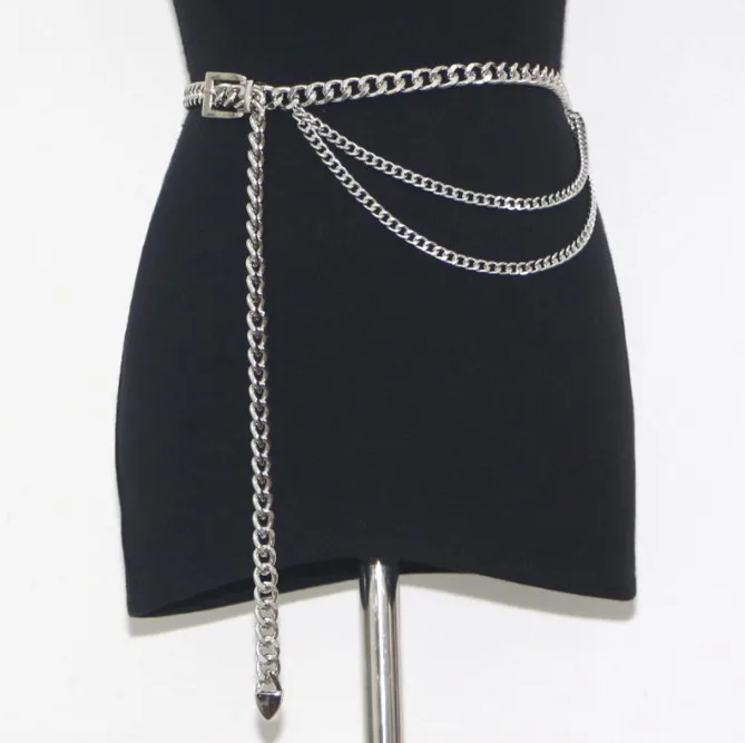 Multilayer Metal Waist Chain Belt with Pin buckle for Women