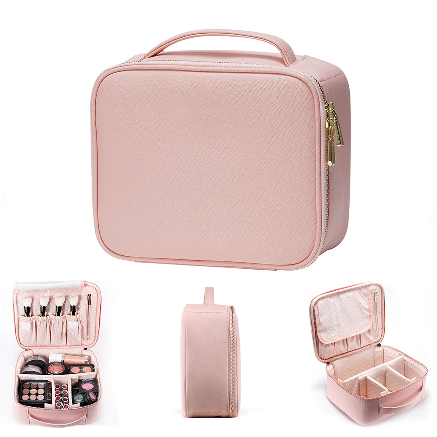 Hot Sale Portable Leather Beauty Bag Organizer Travel Cosmetic Bag Makeup Case