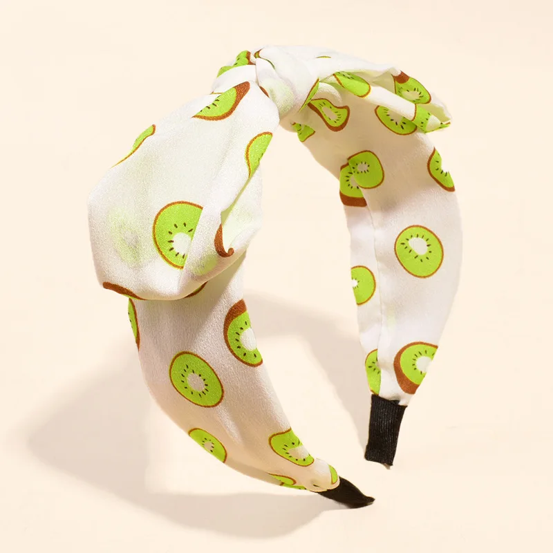 European and American Wide-brimmed Headband Fresh Fruit Style Leopard Chiffon Cross Bow Headband