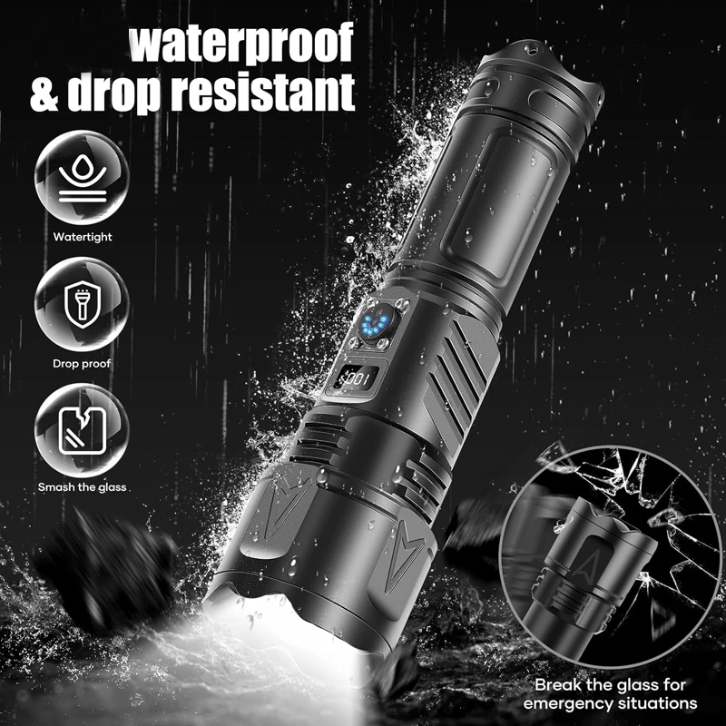 Powerful Tactical Handheld Spotlight Flash light Battery Usb Rechargeable Powerful  Underwater Waterproof Lamp Torch Flashlights