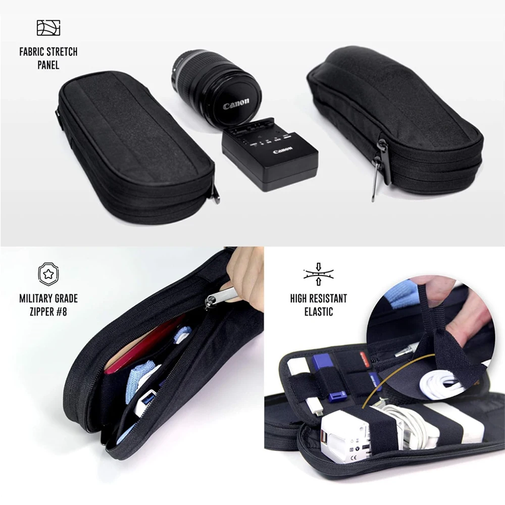 Travel Essentials Tech Pouch Cable Organization Storage Bag for Charger Cord Phone Accessories Travel Essentials 2024