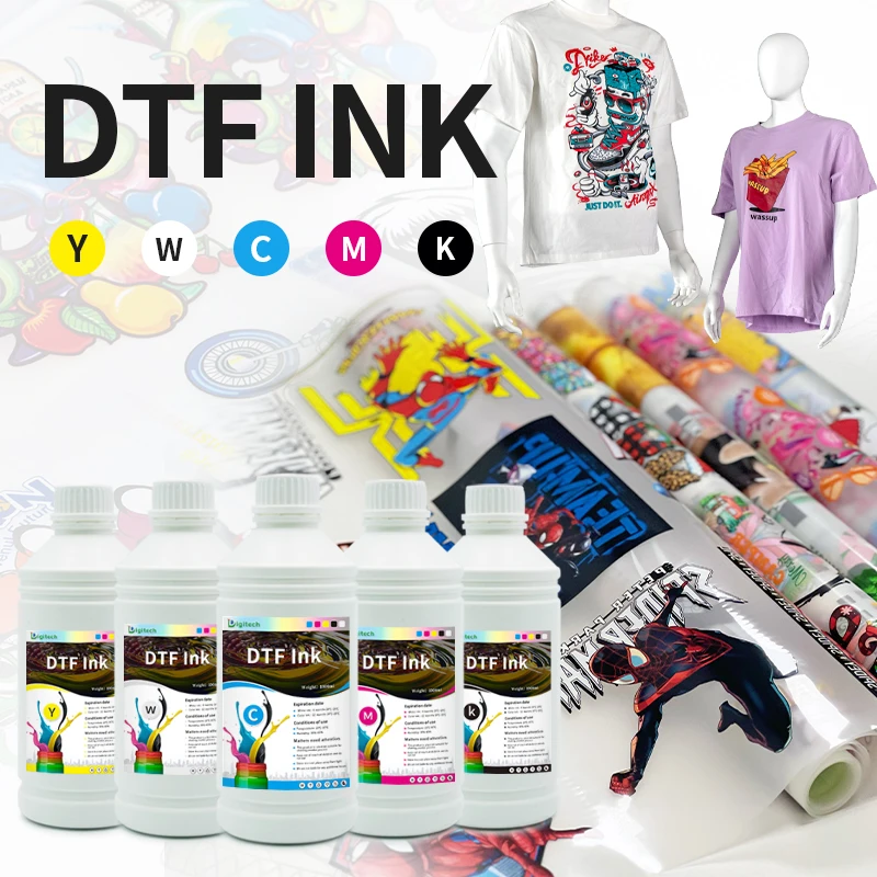 Digitech Transfer Pigment DTF Ink CMYK White Ink for I3200 Print Head High Quality DTF Printer