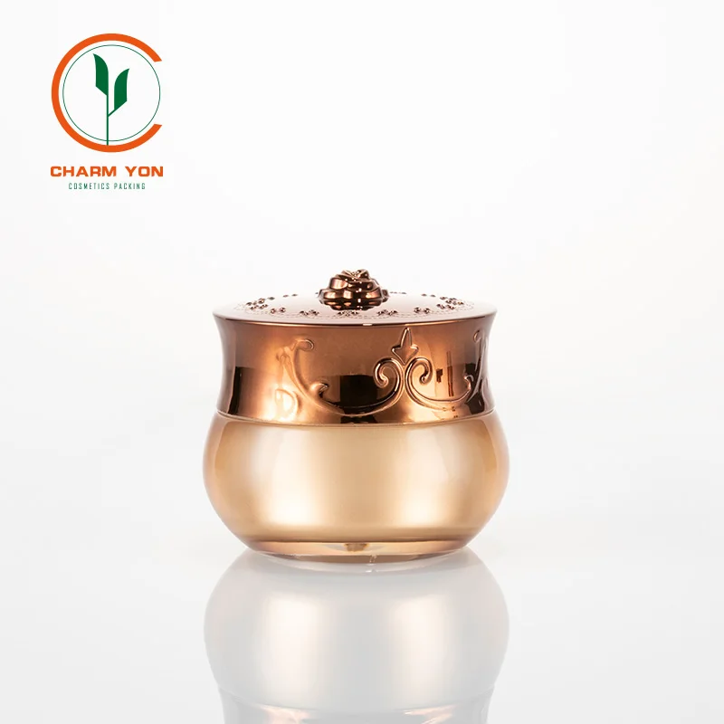 
10g Cream Jar, Gold Color Rose Cap Cosmetic Cream Jar Bottle,4x4.4x2.5CM Acrylic Plastic Cos Jar 