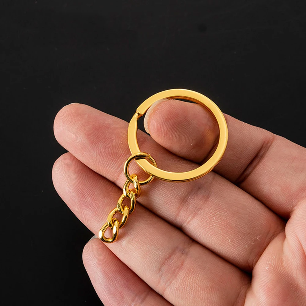 Factory Wholesale 25-30mm Gold Flat Metal Keychain Ring Kit Bulk Keyring for Resin DIY Crafts