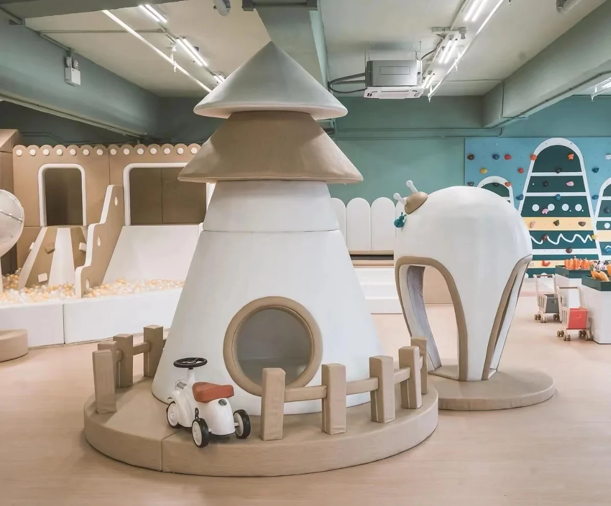 White and Beige Color Toddler Children Soft Indoor Playground Structure Tree Soft Play set for Indoor Play Space
