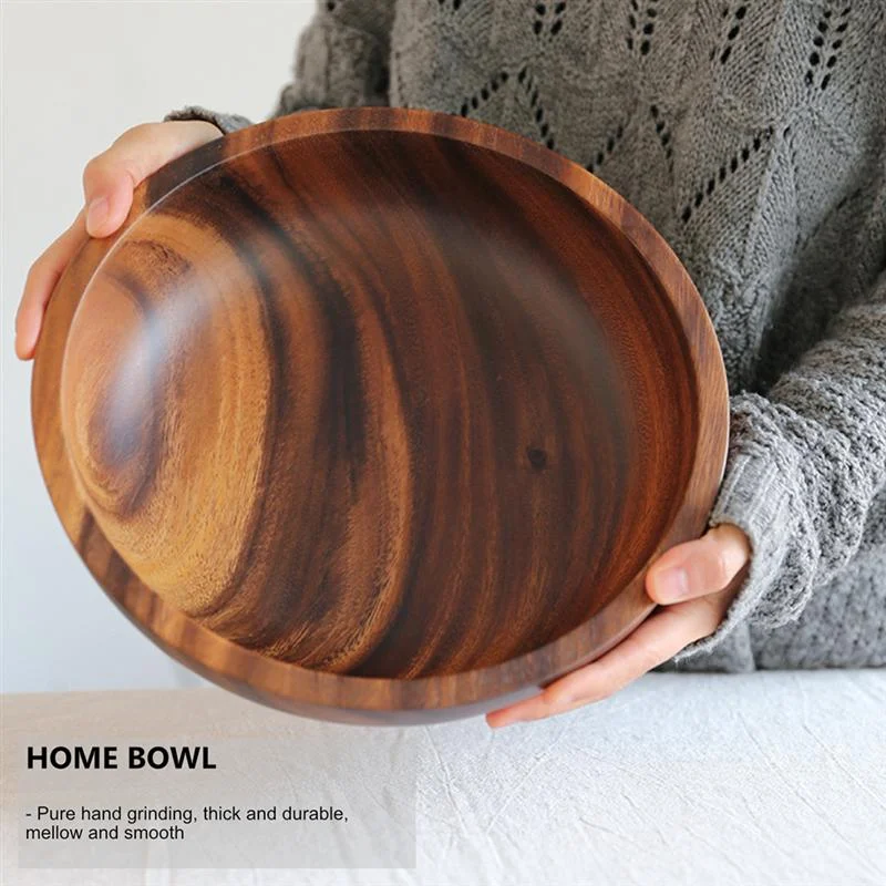 Kitchen Natural Wood Bowl Household Fruit Salad Bowl For Home Restaurant Food Container Wooden Utensils Note