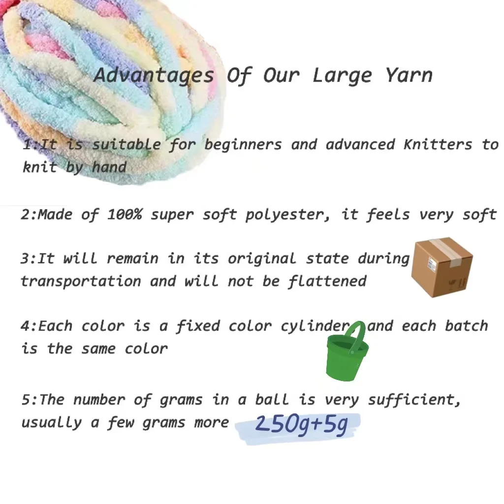 250g Polyester Bulky Crochet Blanket Hand Dyed Fluffy Super Thick Chunky Chenille Yarn