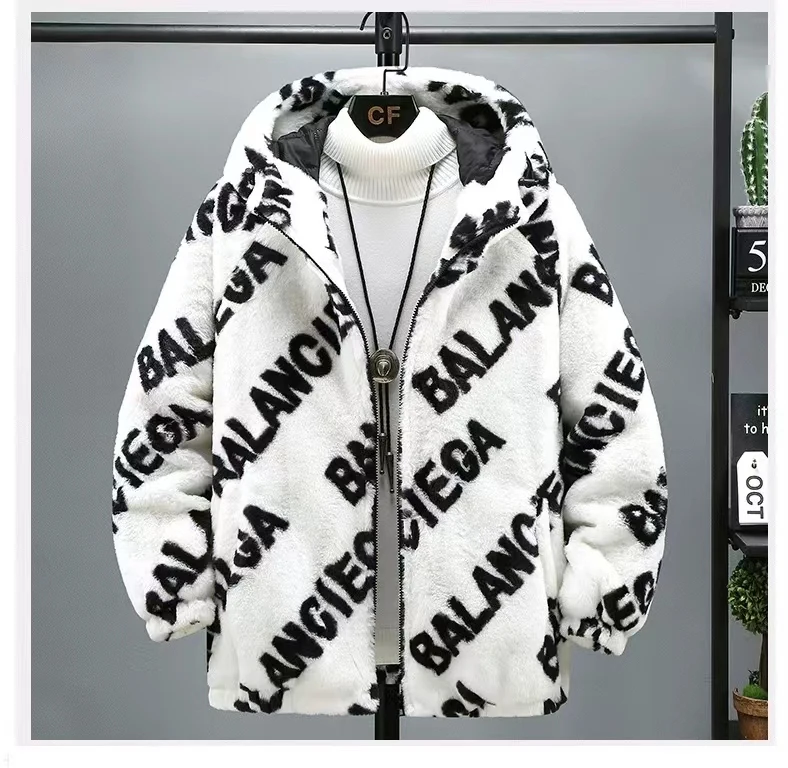 Winter new style plush coat cotton-padded jacket warm loose all-matching fashion letter pattern thicken hooded coat