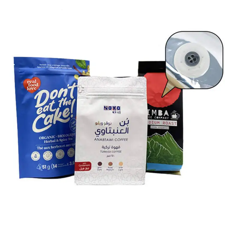 Custom Printed 250g Cafe Bolsa Empty Coffee Bean Tea Packaging Pouch Flat Box Bottom Coffee Bag With Valve And Zipper