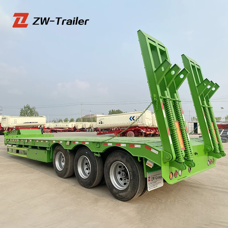 hot sale 13m  lowboy trailers 100 tons 3 axles lowbed low bed trailer