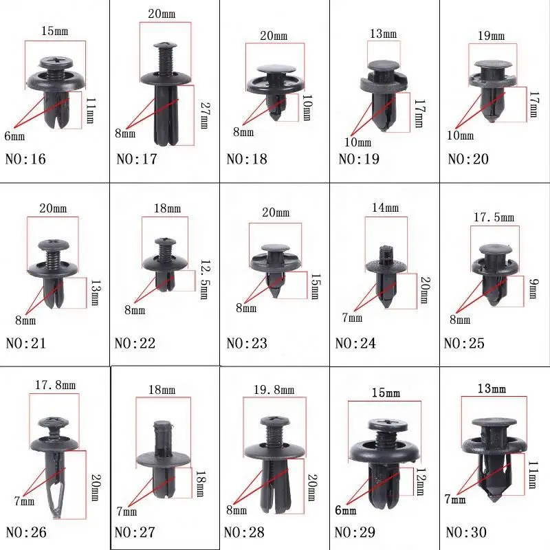 Plastic Car Body Push Pin Rivet Fasteners Trim Moulding Clip For Honda For Toyota For BMW Universal Car