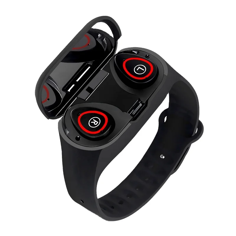 
2 In 1 Earphone Smartbands Set 120 Mah Chaging Case Battery Smart Watch Bands 28 Mah Battery Earbuds 