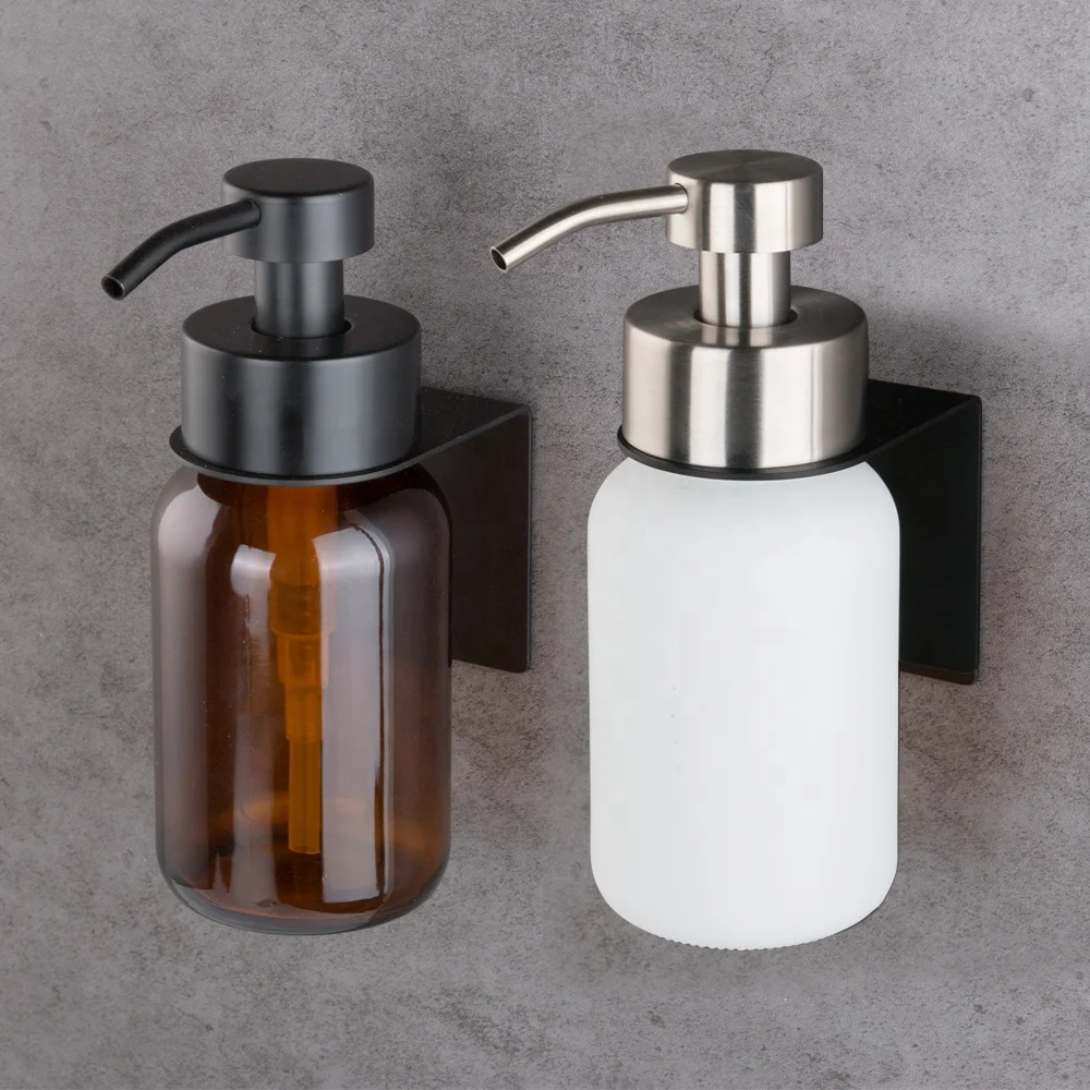 Stainless Steel Holder Liquid Soap Dispenser Soap Bottle Bracket Wall Mounted Shampoo Dispenser Holder for Hotel