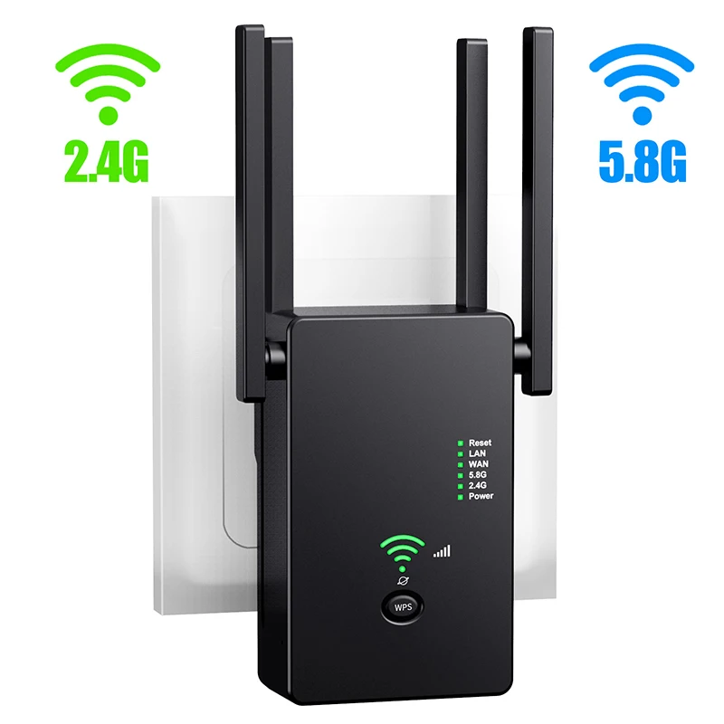 High Speed Network 2.4G+5.8G Dual-band Wireless Wifi signal Repeater Range Extender 1200mpbs
