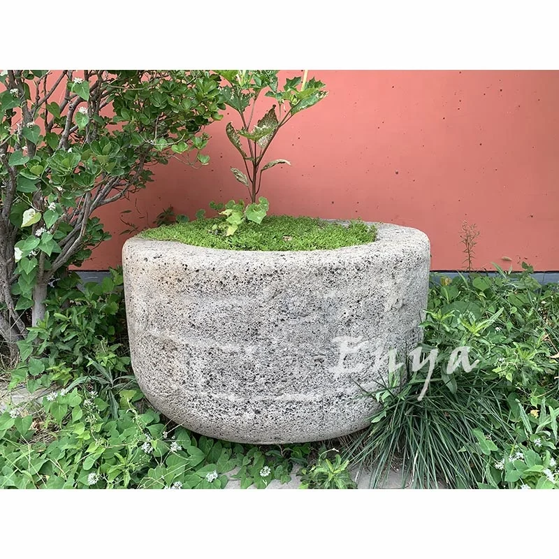 Vintage Outdoor Backyard Large Cast Lava Stone Garden Pots Products