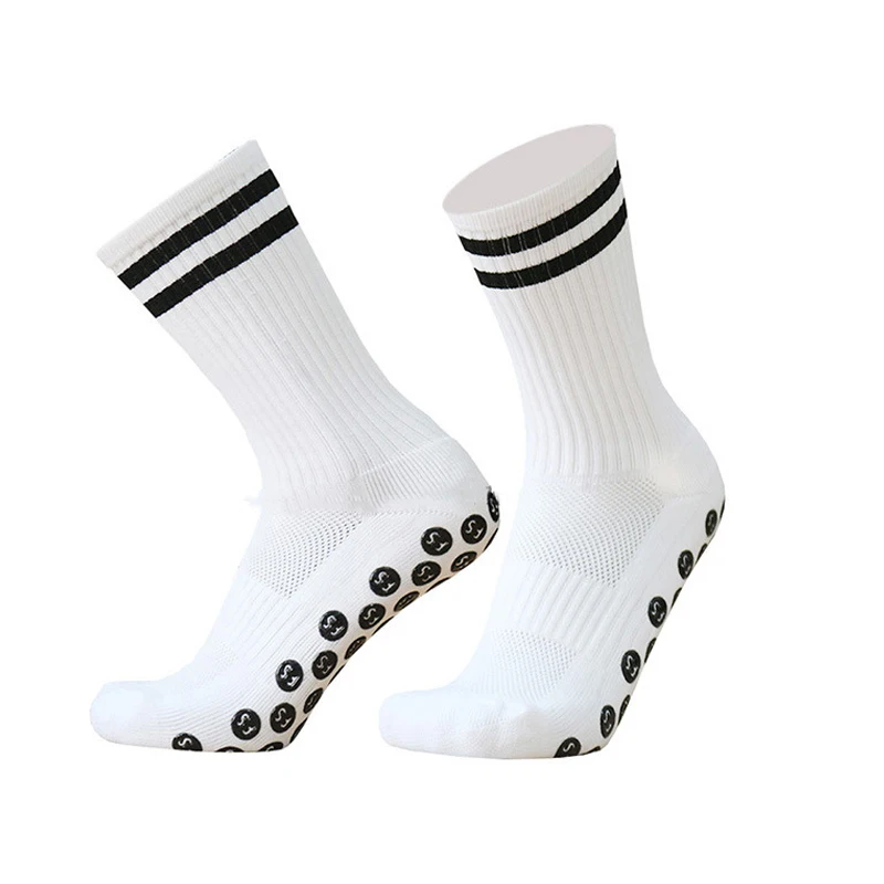 Custom Cushioned Non Slip Striped Athletes Sock Thick Towel Grip Soccer Football Sock