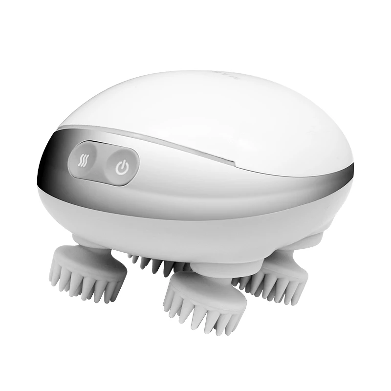 Waterproof Wireless Easy Use Electric Silicone Scalp Massager Stress Release Vibrating Hot Compress Head Massager