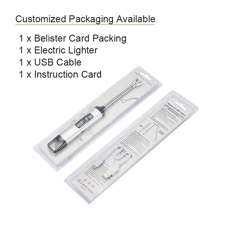 Sedex audited factory direct sale long stick flameless USB rechargeable electric plasma arc lighter