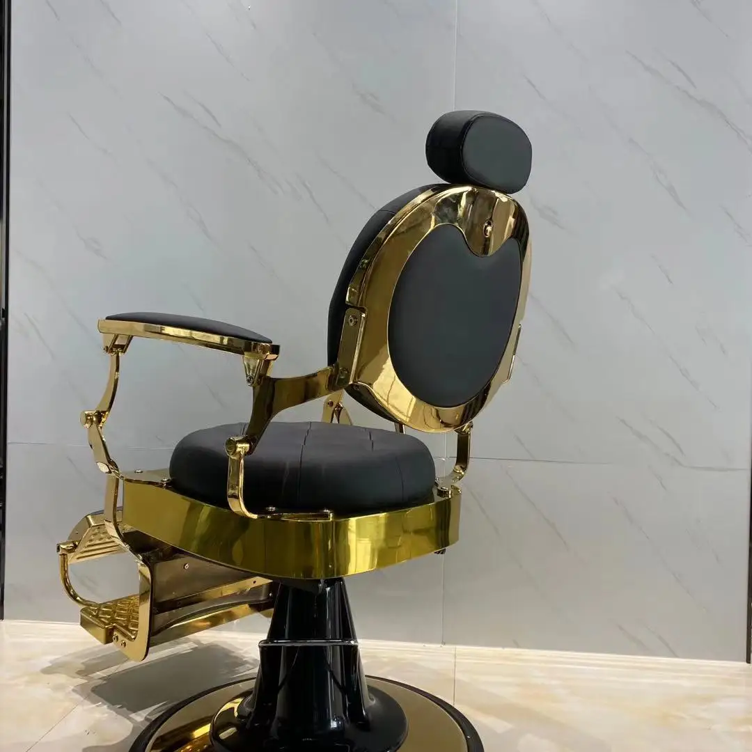 Wholesale Barber Chair ready to ship black and gold salon chair furniture hairdressing barber chair