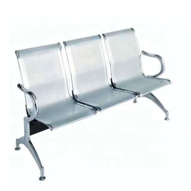 Outdoor Park Simple Rustic garden Wooden Bench stainless steel Frame director beach waiting chair 2 or 3 seats for your choice