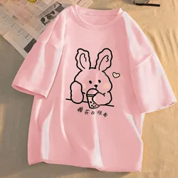 2022 Summer New Korean Version Round Neck T-shirt Print Cute Women Loose Cartoon Casual Short-sleeved Women Large Size Knitted