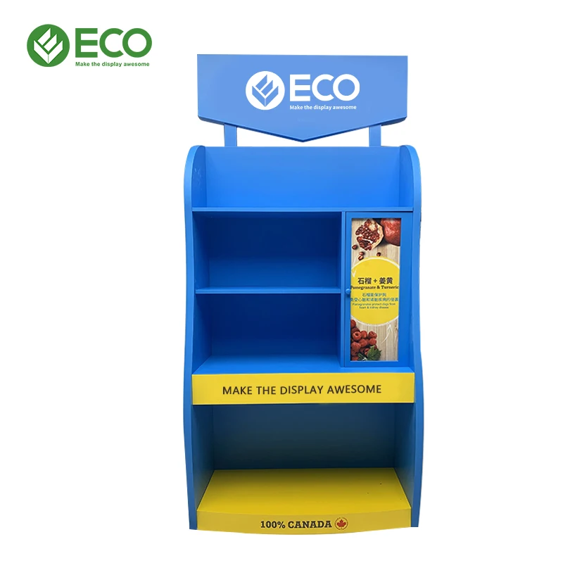 Cheap Price Floor Standing Plywood Wood Display Shelf Drink Wine Light Wooden Display Racks