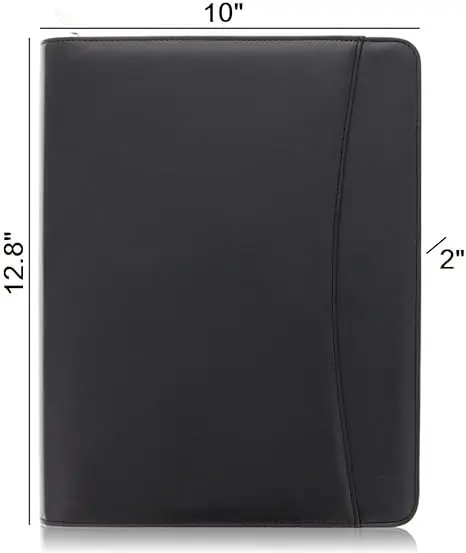 Premium Business Portfolio with Zipper Padfolio Superior Impressions PU Vegan Leather 10.1 Inch Tablet Sleeve Solar Calculator
