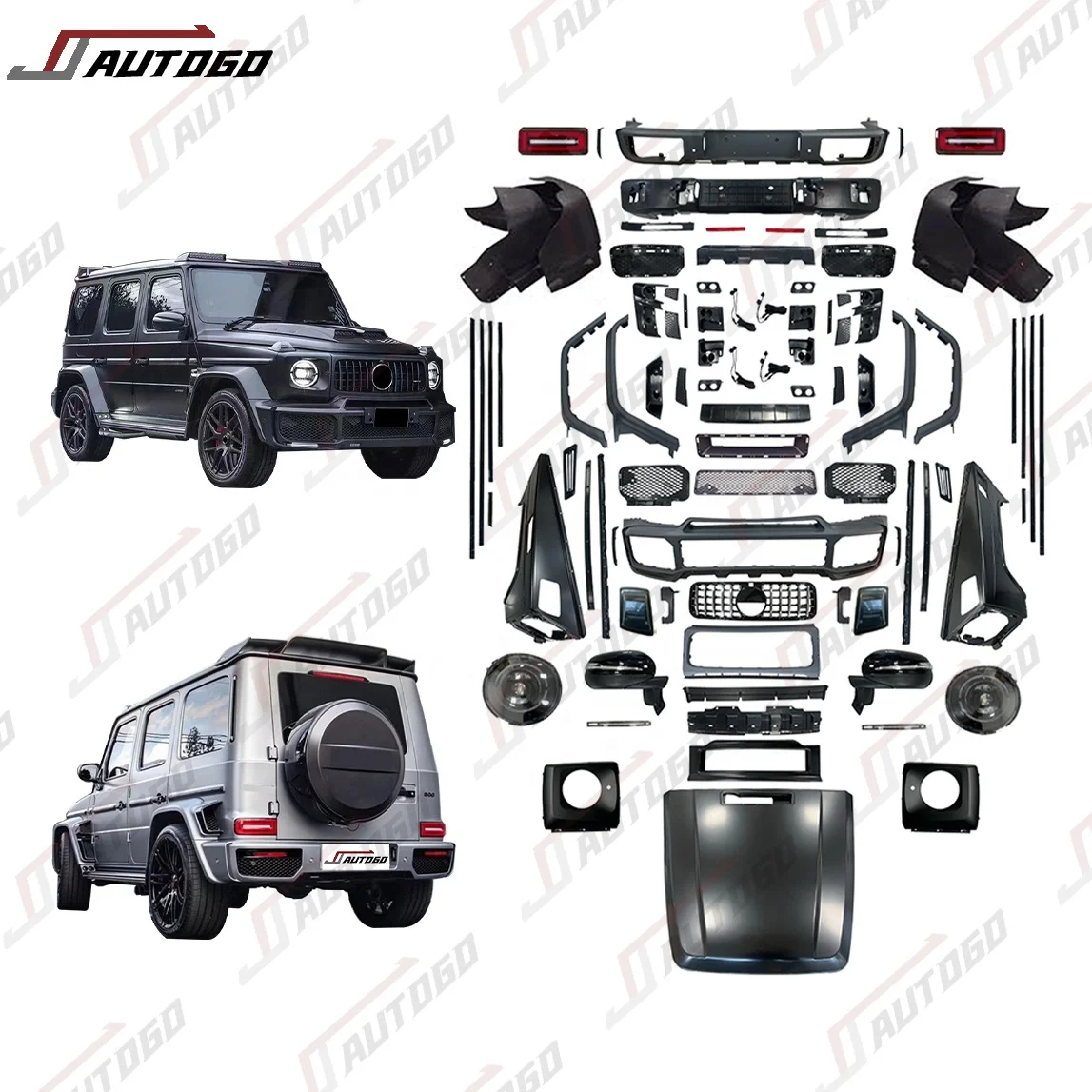 For Mercedes-Benz G-Class G500 G550 W463 2000-2018 with Front+Rear Bumper+Grille+Wheel Brow Change to W464 New Barbus Style assy