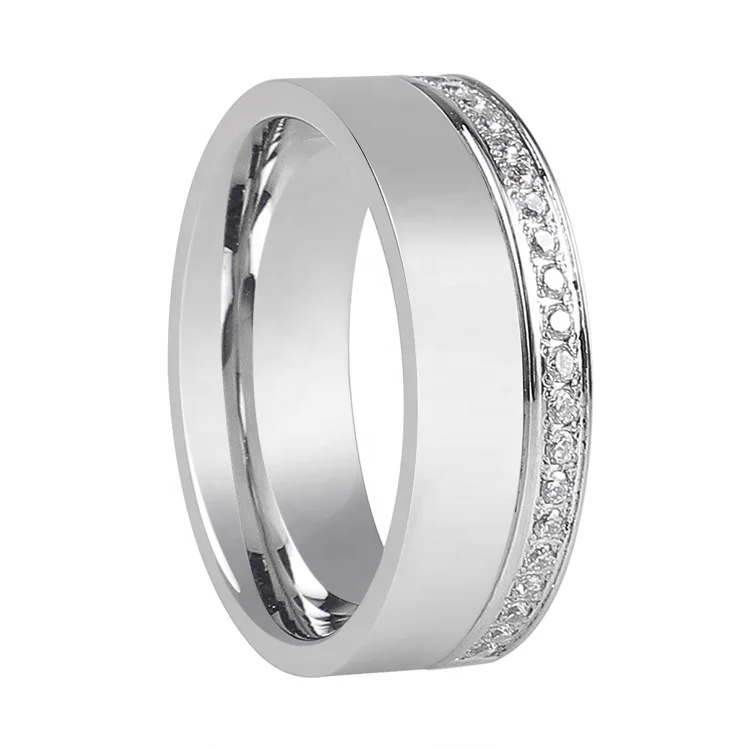 
Wholesale Fashion 316l Stainless Steel Diamond Wedding Rings 